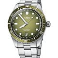 Oris Oris Divers Sixty‑Five 01 733 7707 4057-07 8 20 18  01 733 7707 4057-07 8 20 18 механические мужские часы  зеленый циферблат, браслет нержавеющая сталь — вид спереди